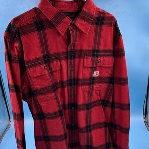Carhartt Men's Red and Black Checkered Shirt